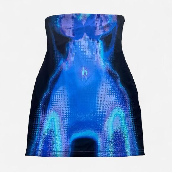 WhiteFox Life On Mars Blue Strapless Mini Bodycon Dress NWT M | Cosmic Core - Picture 2 of 8